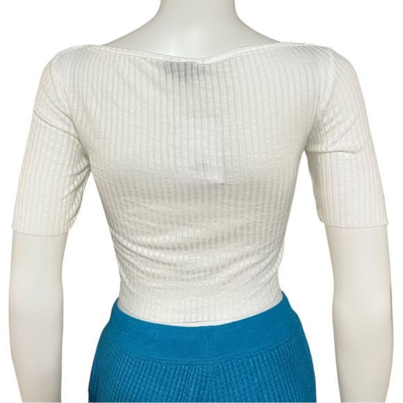 Topshop White Ribbed Crop Top Tee - Picture 5 of 9